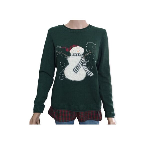 Vintage Christopher & Banks Holiday Snowman Sweater Size: M - Picture 1 of 6